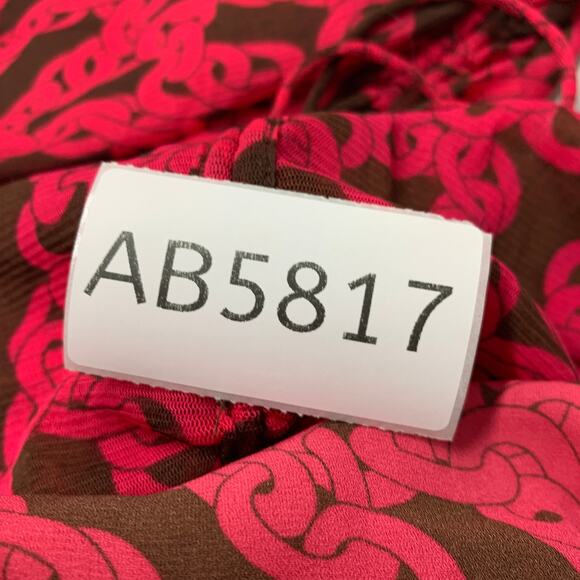 Diane Von Furstenberg Women Corrine Dress S Red Chainlink Ruched Mesh Sheer - Picture 10 of 10